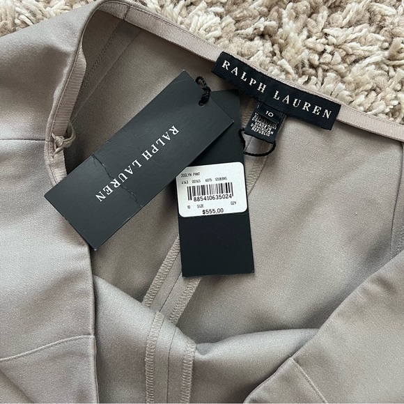 NWT - Ralph Lauren Black Label - Joslyn Wool Wide Leg Pant - Taupe - Picture 4 of 12